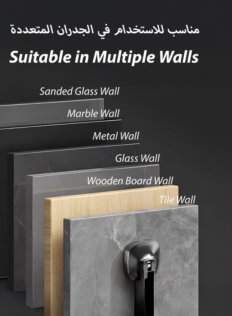 توشيونيكس رف تجفيف ملابس تلسكوبي مزود بكوب شفط - حامل ملابس قابل للطي يُثبت على الحائط، قابل للتعديل من 22.3 إلى 34.7 سم، 6-12 فتحة، شفط قوي، منظم ملابس محمول للحمام والسفر بدون حفر (رمادي/أبيض) - Image 4